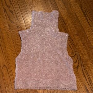 Zara Fuzzy Pink Sleeveless Turtleneck Top